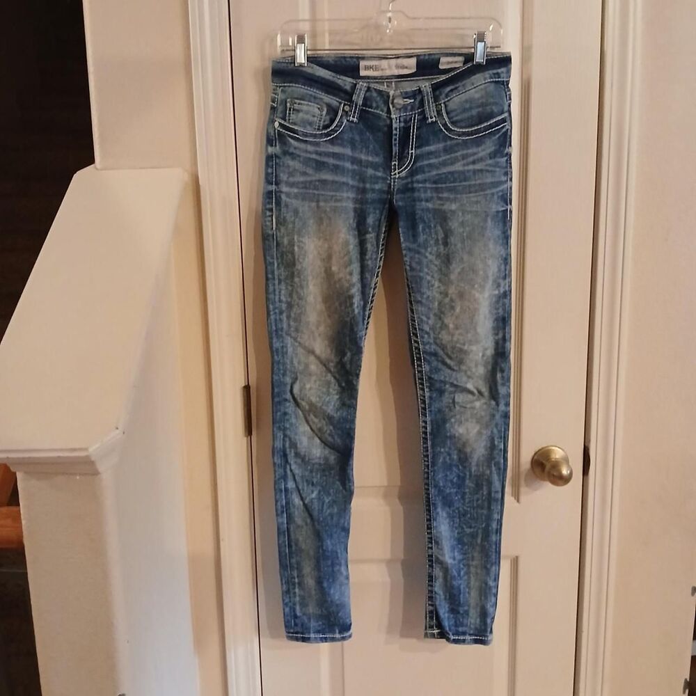 BKE Stella distressed bleached look denim low-rise skinny jeans 26x31.5 grunge